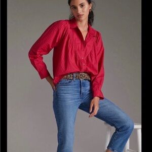 Anthropologie Pilcro Lace Back Western Buttondown Size Medium